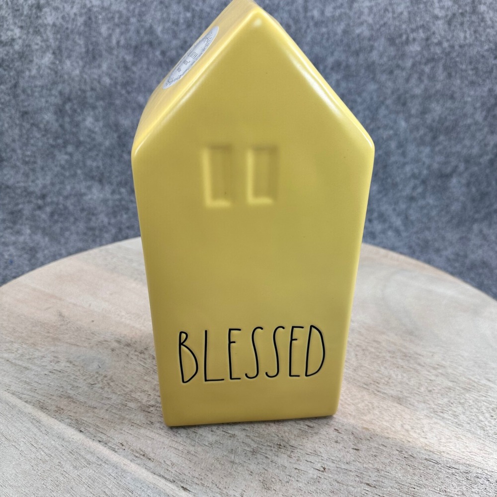 Rae Dunn Yellow House Flower Vase Blessed Artisan Collection by Magenta NEW